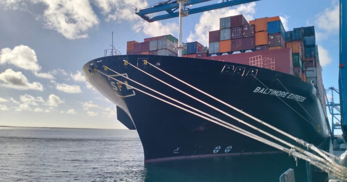 Large Cargo Ship MV Baltimore Docks at Lamu Port